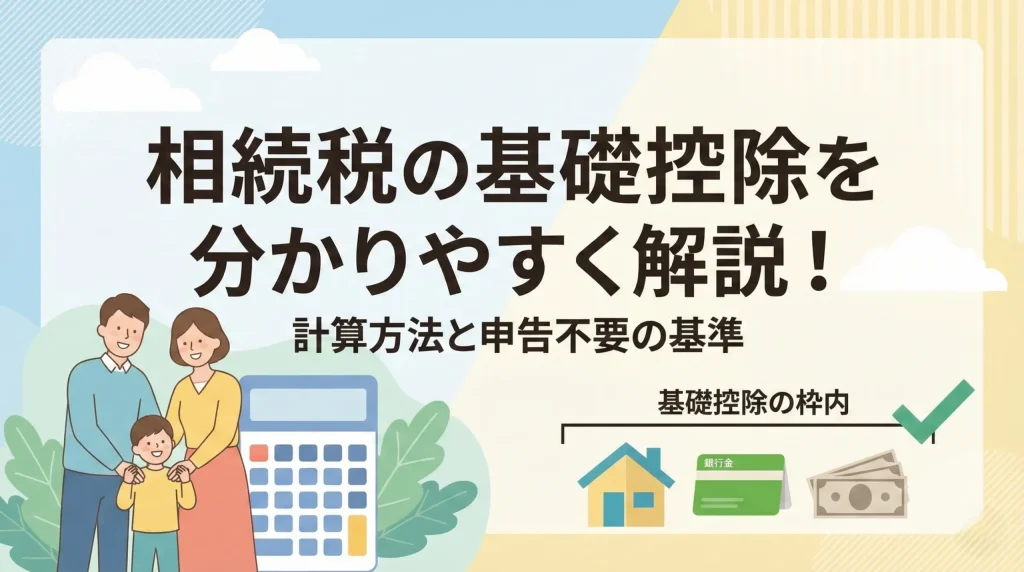 相続税の基礎控除の計算方法や、遺産が基礎控除以下の場合に申告が不要になる基準について解説しています。