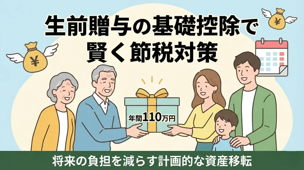 生前贈与の基礎控除（年間110万円）を活用して、将来の相続税負担を軽減する賢い節税対策を解説。