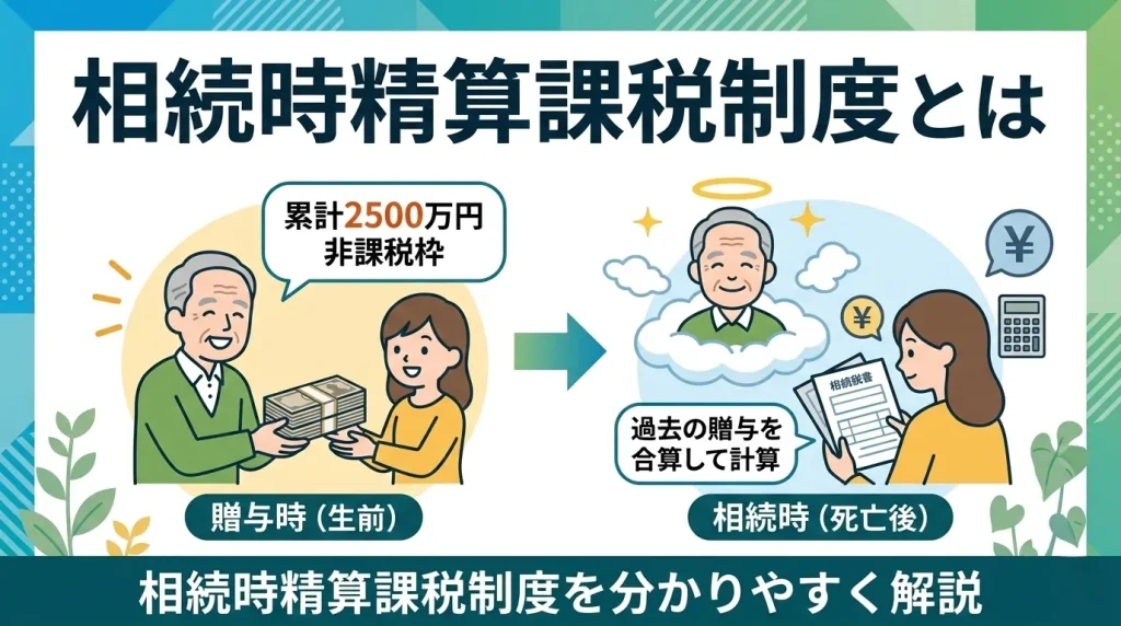 相続時精算課税制度を分かりやすく解説するインフォグラフィック。