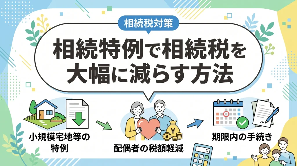 相続税の負担を大幅に減らす「相続特例」の種類や手続き方法についてわかりやすく解説します。