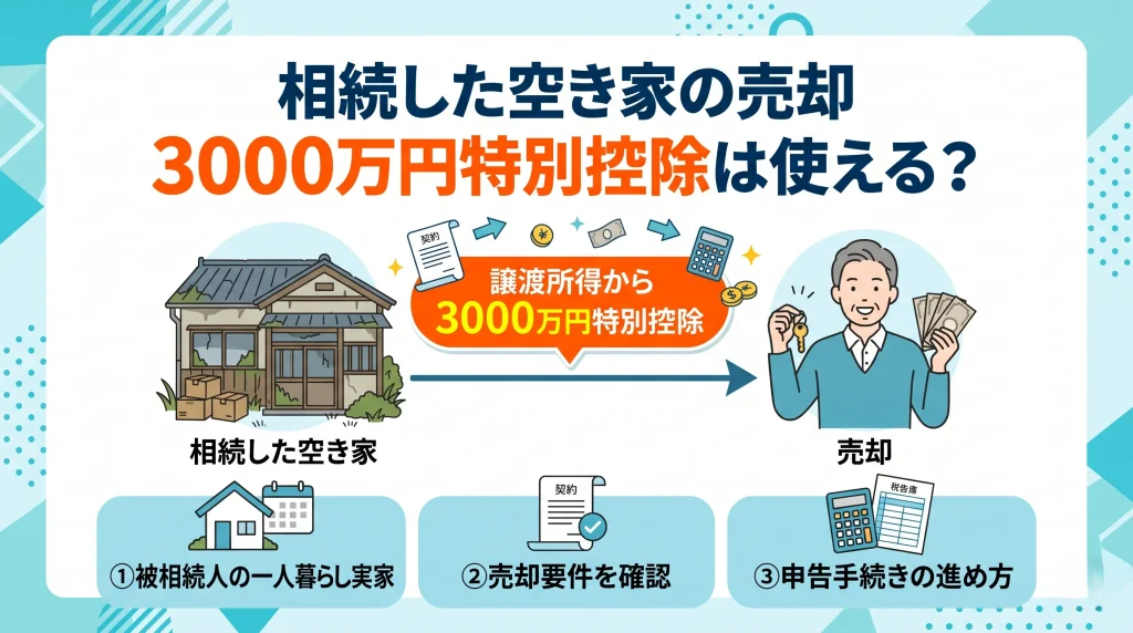 相続した空き家を売却したときの3000万円特別控除の要件と使い方のポイントを解説。