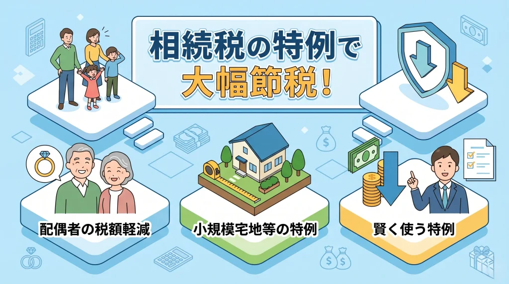 相続税の特例を使って大幅な節税が可能に！小規模宅地や配偶者の税額軽減を賢く活用しよう。