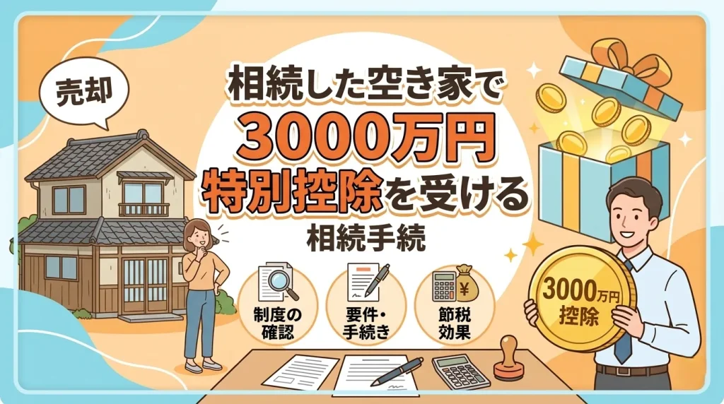 相続した空き家で最大3000万円特別控除を受ける相続手続の制度内容や適用要件をわかりやすく解説。