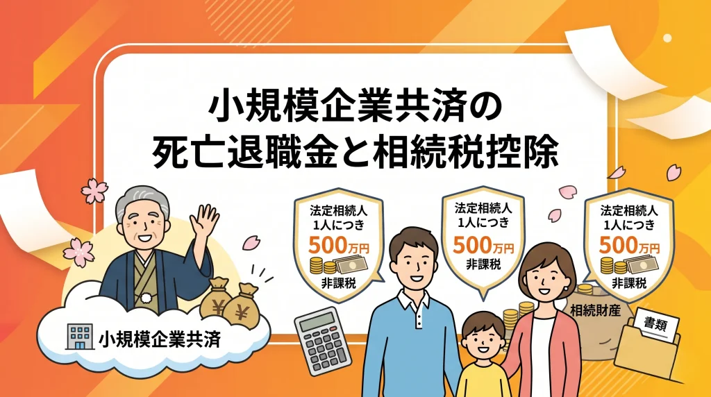小規模企業共済の死亡退職金に適用される法定相続人1人につき500万円の控除枠を解説。