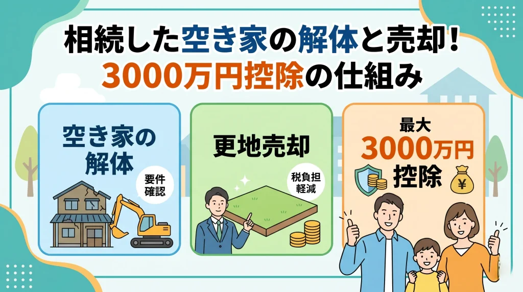 相続した空き家の解体後に使える、譲渡所得の3000万円控除の特例を解説。