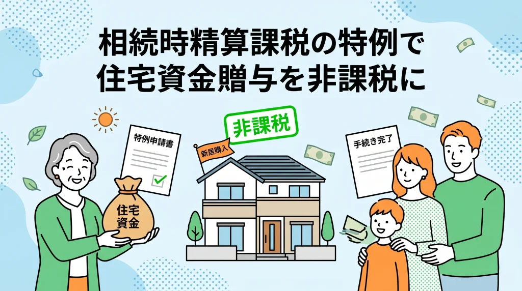 住宅資金の贈与税を非課税にする「相続時精算課税の特例」の仕組みを解説。