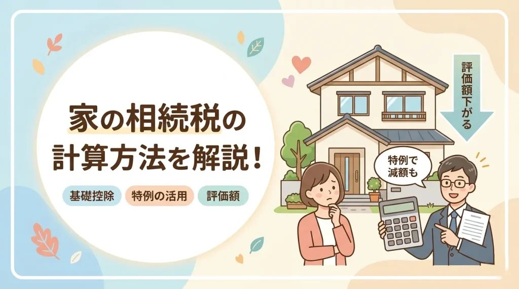 家の相続税の計算方法と、特例などで評価額を下げて税負担を軽くする知識を解説。