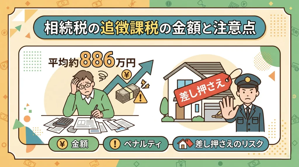 相続税の追徴課税の金額は平均約886万円と高額。払えないと差し押さえられるリスクについて正しく知る。