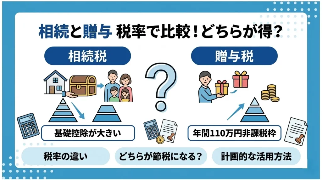 相続税と贈与税の税率を比較し、どちらが得で損をしないための計画的な贈与活用法。