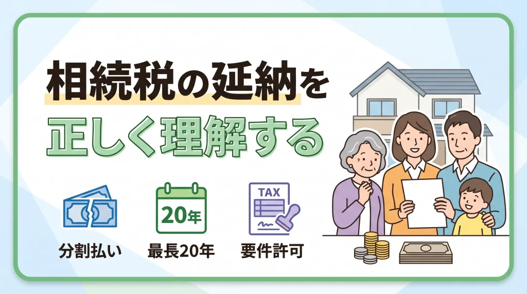 相続税の延納を利用した分割払いの仕組みや適用要件、最長20年間の納付条件について分かりやすく解説します。