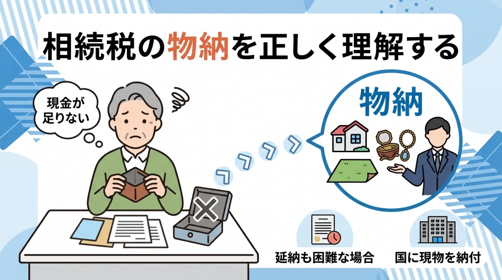 相続税の物納制度を、現金納付が困難な場合の代替手段として正しく理解するためのポイントを解説。