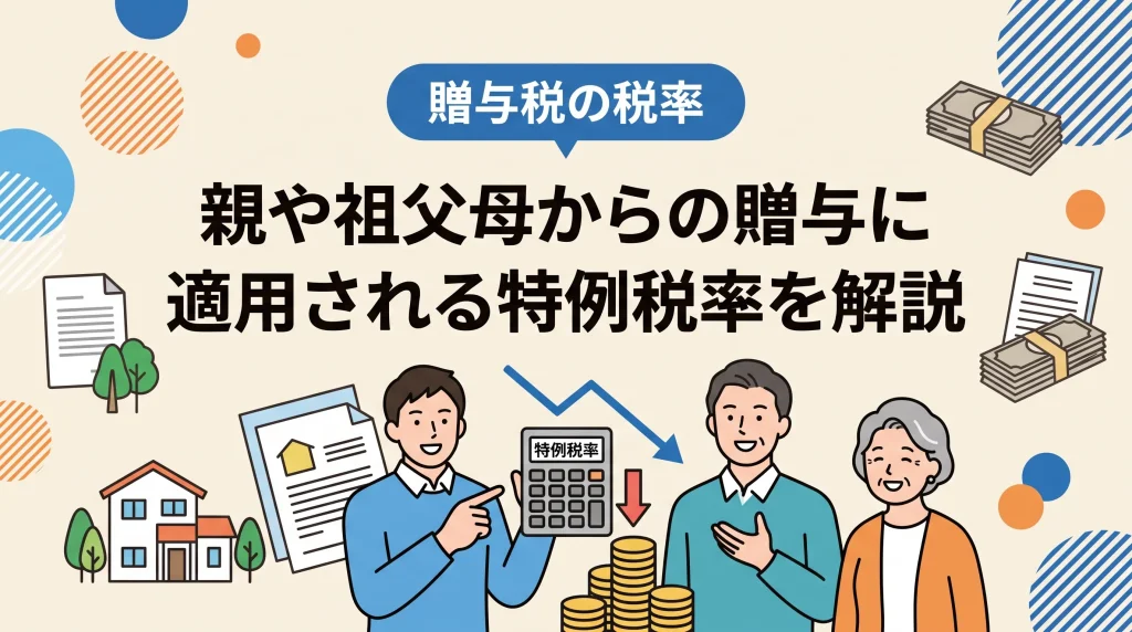 親や祖父母から18歳以上の子や孫への贈与に適用される「特例税率」の仕組みや一般税率との違いを分かりやすく解説。